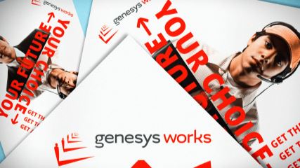 Genesys Works brand images overlaid on an other.