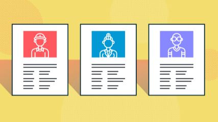 A graphic of three buyer personas lined up in a row.