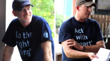 Two volunteer images of Jonathan and Bo side by side.