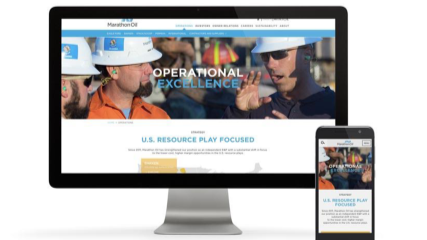 The new Marathon Oil Website displayed on a desktp and tablet device.