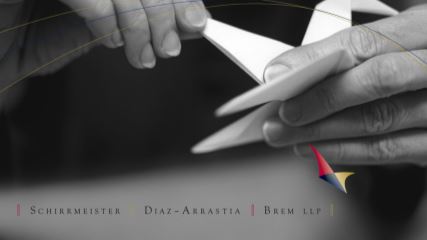 The Schirrmeister Diaz-Arrastia Brem Hands Banner featuring hands folding a paper crane.