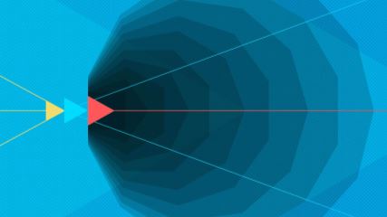 Graphic of blue polygonal tunnel