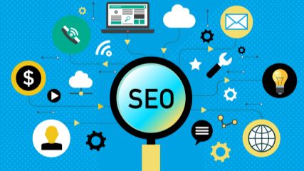 Magnifying Glass with SEO within the lense