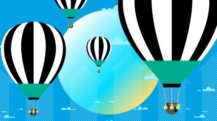 A graphic of commodity hot air balloons soaring