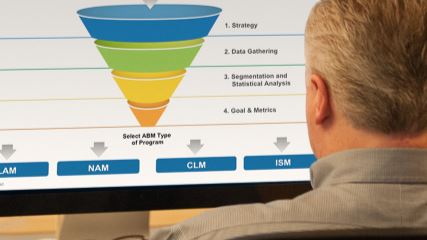 Man looking at ABM Inputs chart