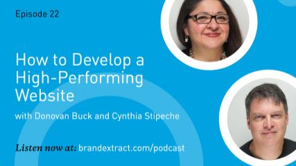 Portrait of Donovan Buck and Cynthia Stipeche besides the podcast title