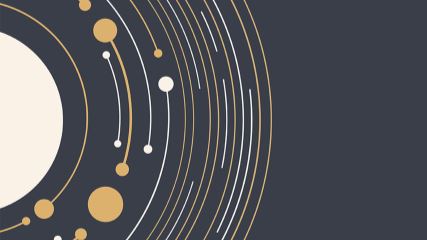 Solar System with lines and circles revolving around a sun