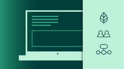 Green webpage icon with three symbols representing environment, social and governance