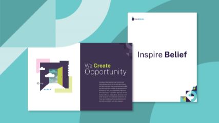 Brochure cover and spread showing internal pages