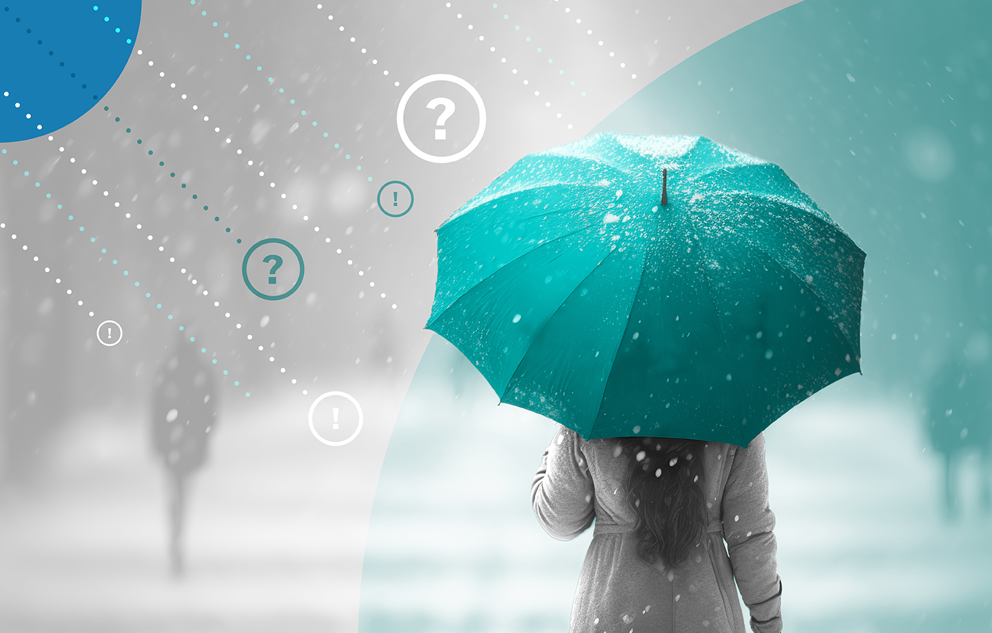 A woman standing in the rain with an umbrella representing brand resilience