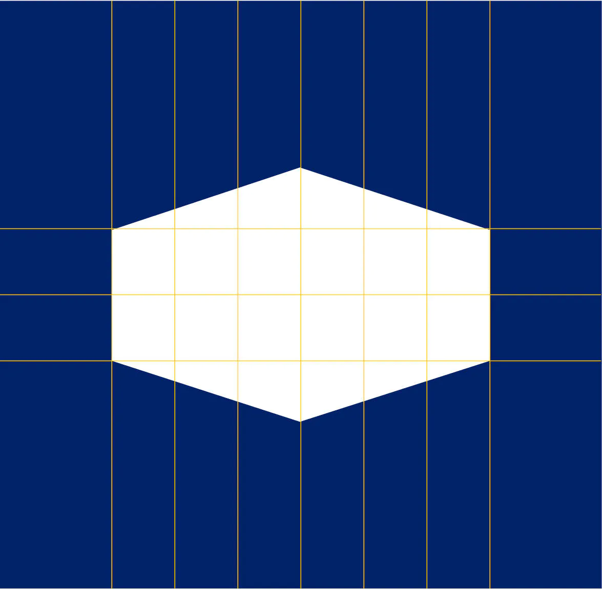 An outline of the S&B logo with yellow gridlines around it, showing BrandExtract's design process