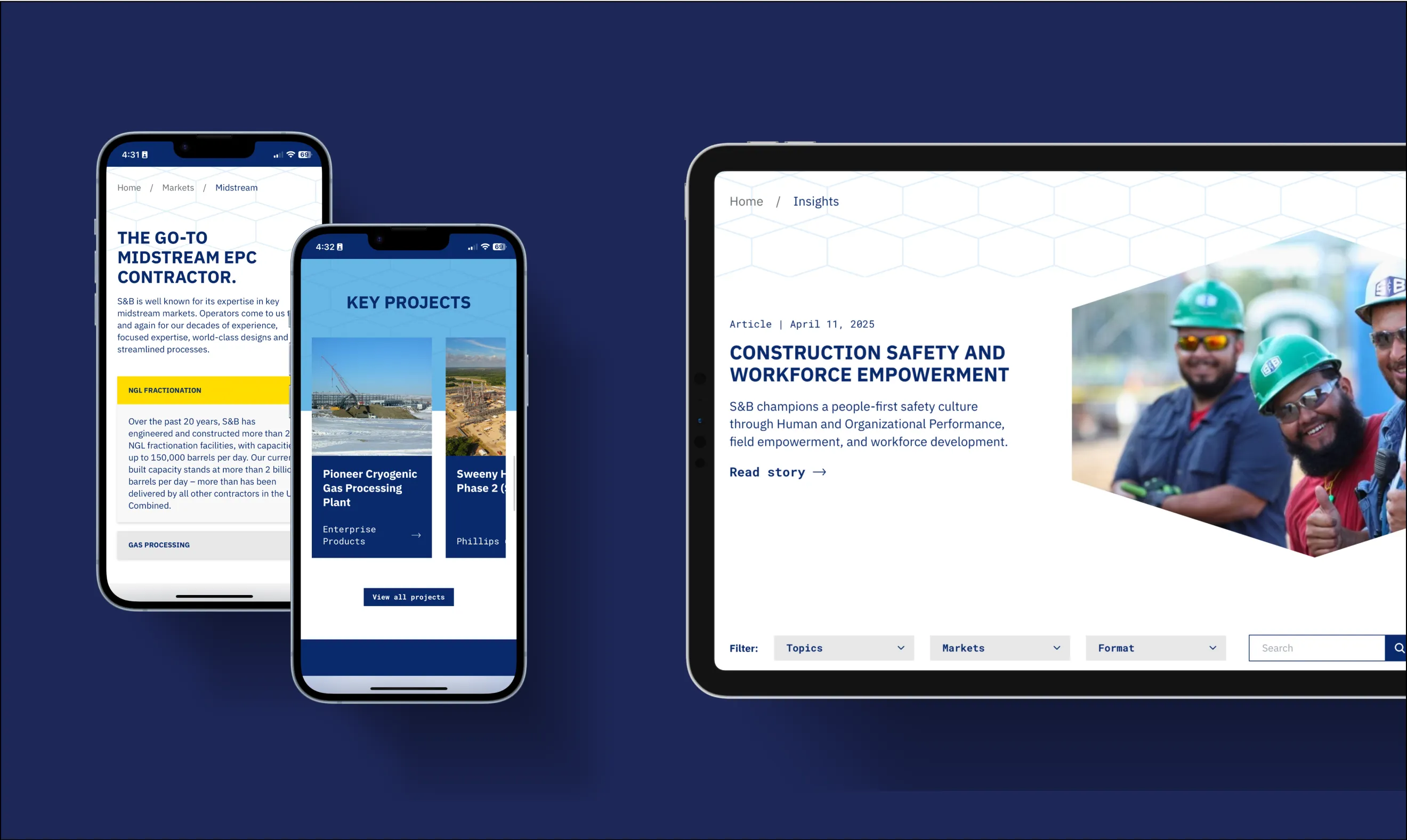 A banner image showing what the new S&B website designed by BrandExtract looks like on tablet and mobile