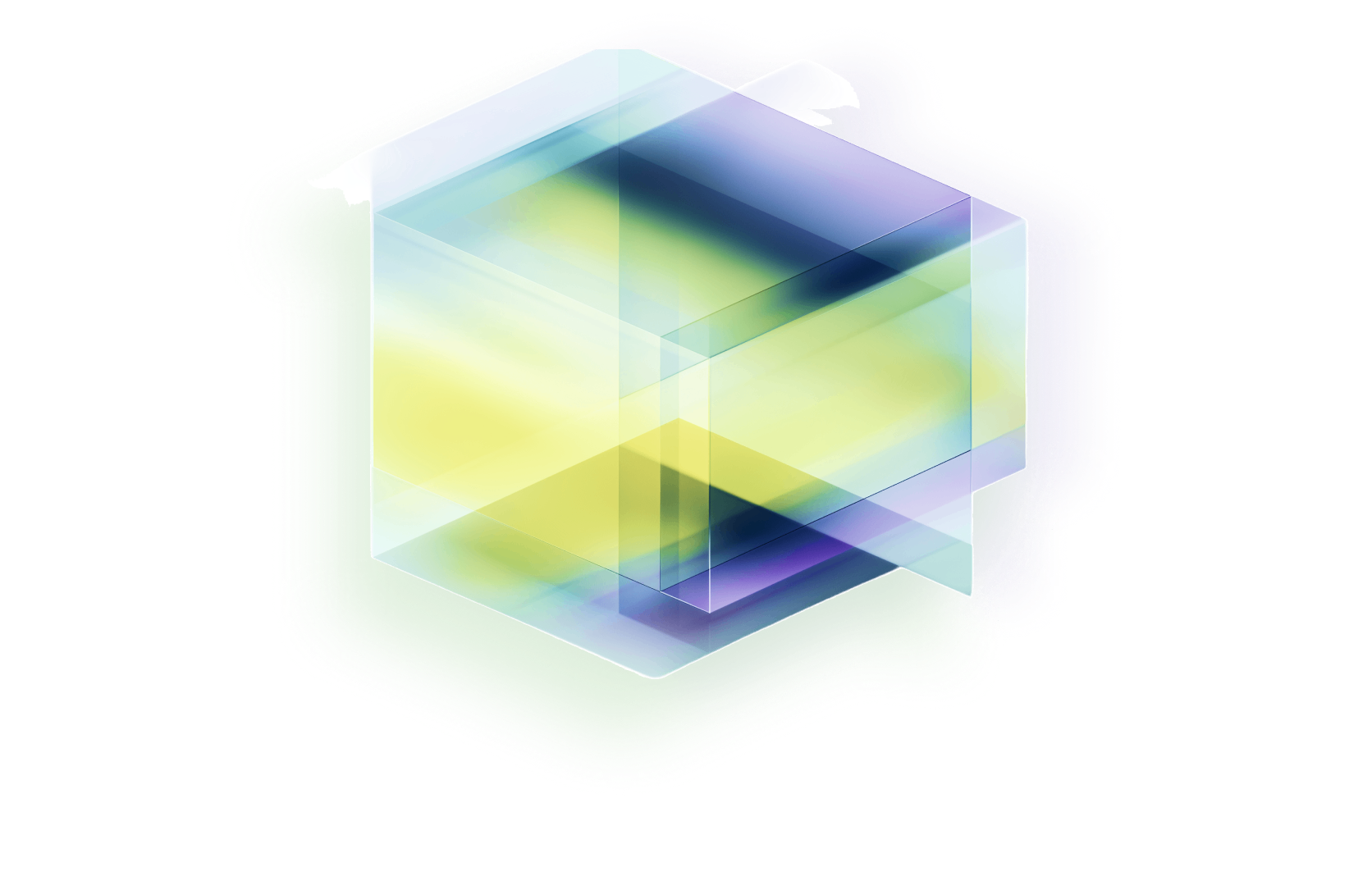 Abstract shapes in green, purple, and blue