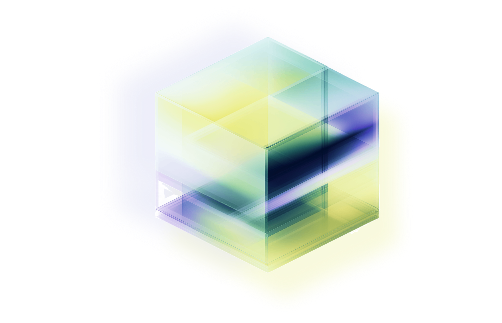 Abstract shapes in green, purple, and blue